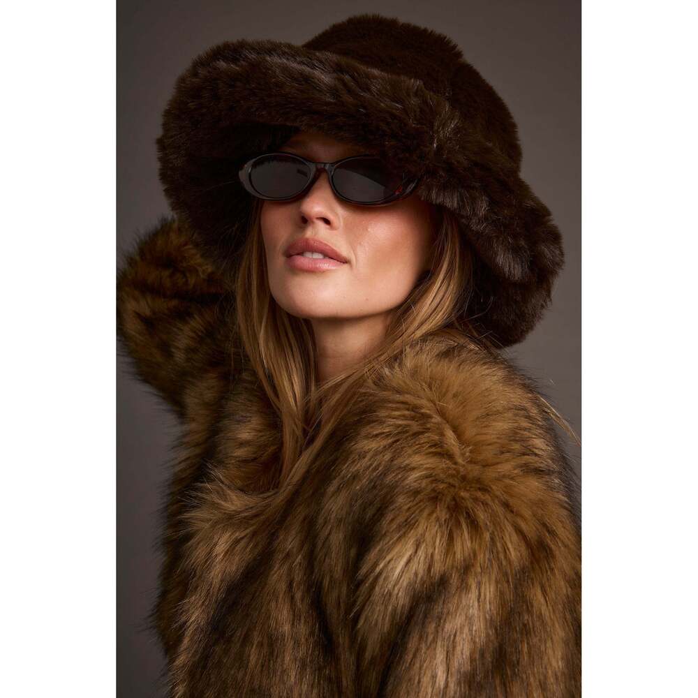 12th Tribe Bucket Down Espresso Faux Fur Hat Size O/SO/S